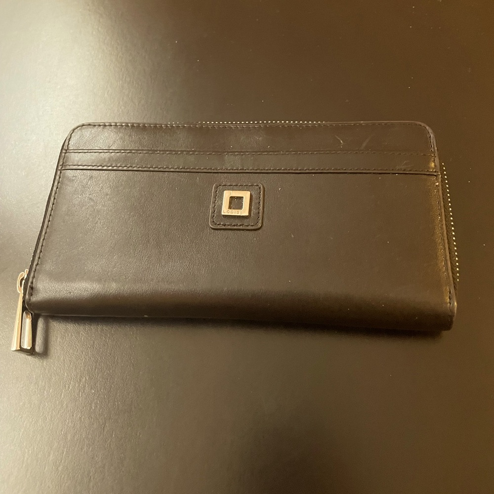 Pre-owned Vintage Lodis Black Leather Wallet